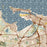 San Juan Puerto Rico Map Print in Woodblock Style Zoomed In Close Up Showing Details