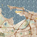 San Juan Puerto Rico Map Print in Woodblock Style Zoomed In Close Up Showing Details