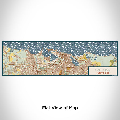 Flat View of Map Custom San Juan Puerto Rico Map Enamel Mug in Woodblock