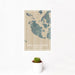 12x18 San Juan Island Washington Map Print Portrait Orientation in Afternoon Style With Small Cactus Plant in White Planter
