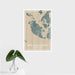16x24 San Juan Island Washington Map Print Portrait Orientation in Afternoon Style With Tropical Plant Leaves in Water