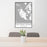 24x36 San Juan Island Washington Map Print Portrait Orientation in Classic Style Behind 2 Chairs Table and Potted Plant