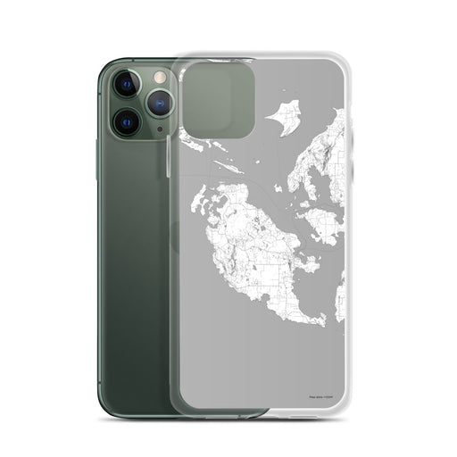 Custom San Juan Island Washington Map Phone Case in Classic on Table with Laptop and Plant