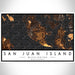 San Juan Island Washington Map Print Landscape Orientation in Ember Style With Shaded Background