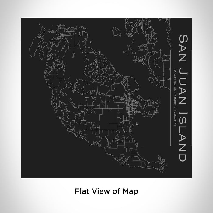 Rendered View of San Juan Island Washington Map Engraving on 17oz Stainless Steel Insulated Tumbler in Black