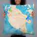 Person holding 22x22 Custom San Juan Island Washington Map Throw Pillow in Watercolor