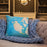 Custom San Juan Island Washington Map Throw Pillow in Watercolor on Cream Colored Couch