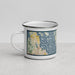 Left View Custom San Juan Island Washington Map Enamel Mug in Woodblock