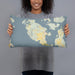 Person holding 20x12 Custom San Juan Island Washington Map Throw Pillow in Woodblock