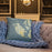 Custom San Juan Island Washington Map Throw Pillow in Woodblock on Cream Colored Couch