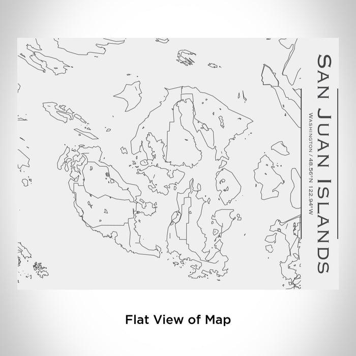 Rendered View of San Juan Islands Washington Map Engraving on 20oz Stainless Steel Insulated Bottle with Bamboo Top in White