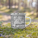 Right View Custom San Juan Islands Washington Map Enamel Mug in Classic on Grass With Trees in Background