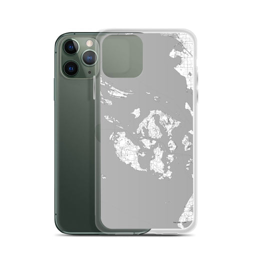 Custom San Juan Islands Washington Map Phone Case in Classic on Table with Laptop and Plant
