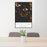 24x36 San Juan Islands Washington Map Print Portrait Orientation in Ember Style Behind 2 Chairs Table and Potted Plant
