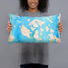 Person holding 20x12 Custom San Juan Islands Washington Map Throw Pillow in Watercolor