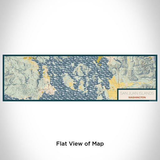 Flat View of Map Custom San Juan Islands Washington Map Enamel Mug in Woodblock