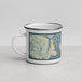 Left View Custom San Juan Islands Washington Map Enamel Mug in Woodblock