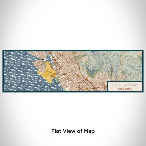 Flat View of Map Custom San Leandro California Map Enamel Mug in Woodblock