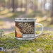 Right View Custom San Luis Obispo California Map Enamel Mug in Ember on Grass With Trees in Background