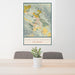 24x36 San Luis Obispo California Map Print Portrait Orientation in Woodblock Style Behind 2 Chairs Table and Potted Plant