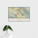 16x24 San Luis Obispo California Map Print Landscape Orientation in Woodblock Style With Tropical Plant Leaves in Water