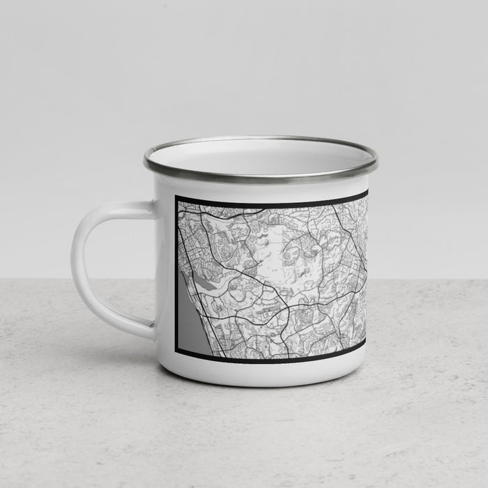 Left View Custom San Marcos California Map Enamel Mug in Classic