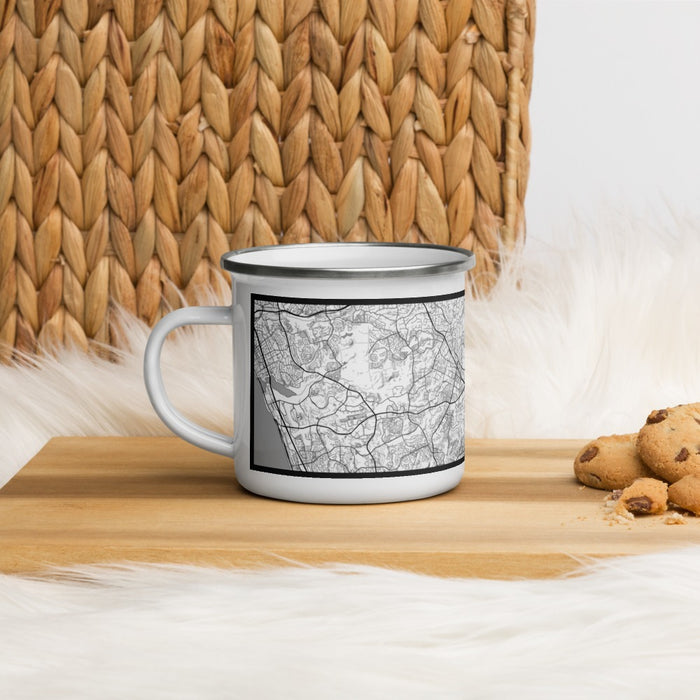 Left View Custom San Marcos California Map Enamel Mug in Classic on Table Top