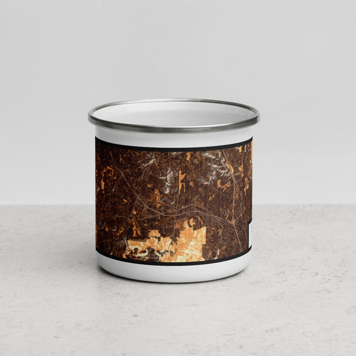 Front View Custom San Marcos California Map Enamel Mug in Ember