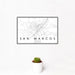12x18 San Marcos Texas Map Print Landscape Orientation in Classic Style With Small Cactus Plant in White Planter