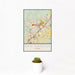 12x18 San Marcos Texas Map Print Portrait Orientation in Woodblock Style With Small Cactus Plant in White Planter