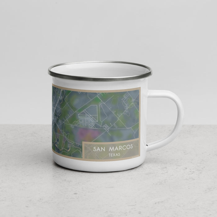 Right View Custom San Marcos Texas Map Enamel Mug in Afternoon