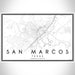 San Marcos Texas Map Print Landscape Orientation in Classic Style With Shaded Background