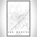 San Marcos Texas Map Print Portrait Orientation in Classic Style With Shaded Background