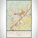 San Marcos Texas Map Print Portrait Orientation in Woodblock Style With Shaded Background