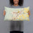 Person holding 20x12 Custom San Marcos Texas Map Throw Pillow in Woodblock