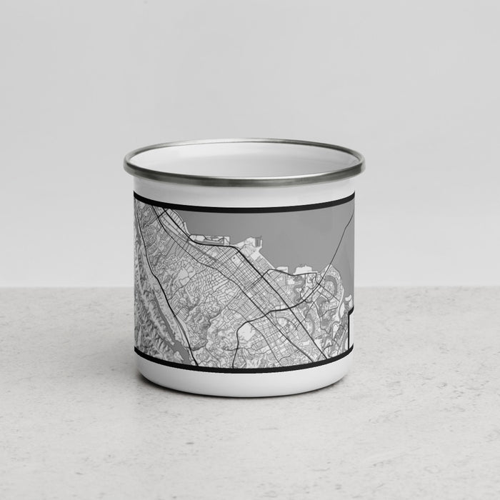 Front View Custom San Mateo California Map Enamel Mug in Classic