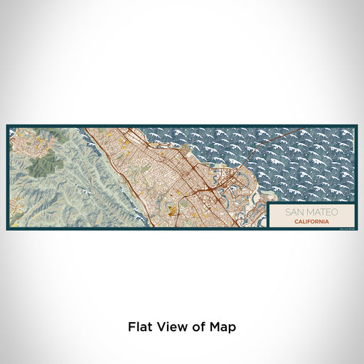 Flat View of Map Custom San Mateo California Map Enamel Mug in Woodblock