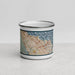 Front View Custom San Mateo California Map Enamel Mug in Woodblock