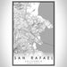 San Rafael California Map Print Portrait Orientation in Classic Style With Shaded Background