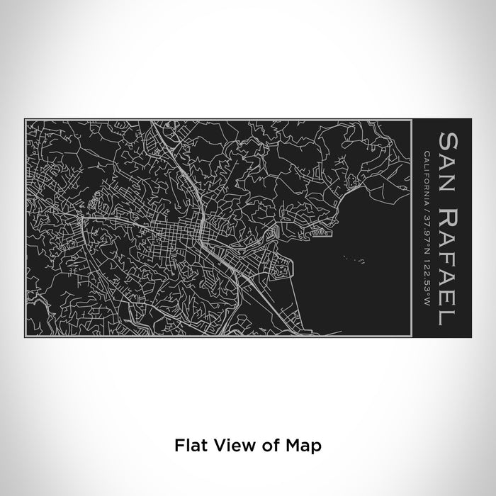 Rendered View of San Rafael California Map Engraving on 17oz Stainless Steel Insulated Cola Bottle in Black