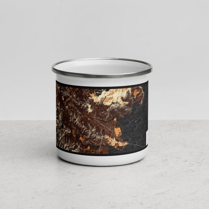 Front View Custom San Rafael California Map Enamel Mug in Ember