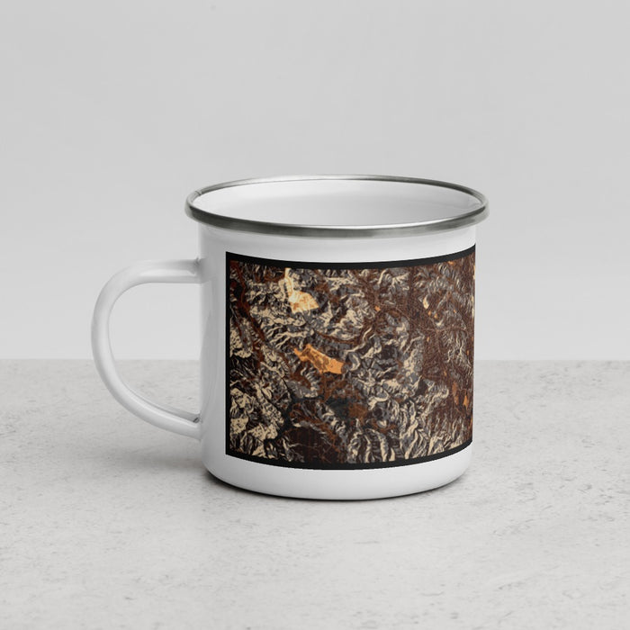 Left View Custom San Rafael California Map Enamel Mug in Ember