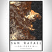 San Rafael California Map Print Portrait Orientation in Ember Style With Shaded Background