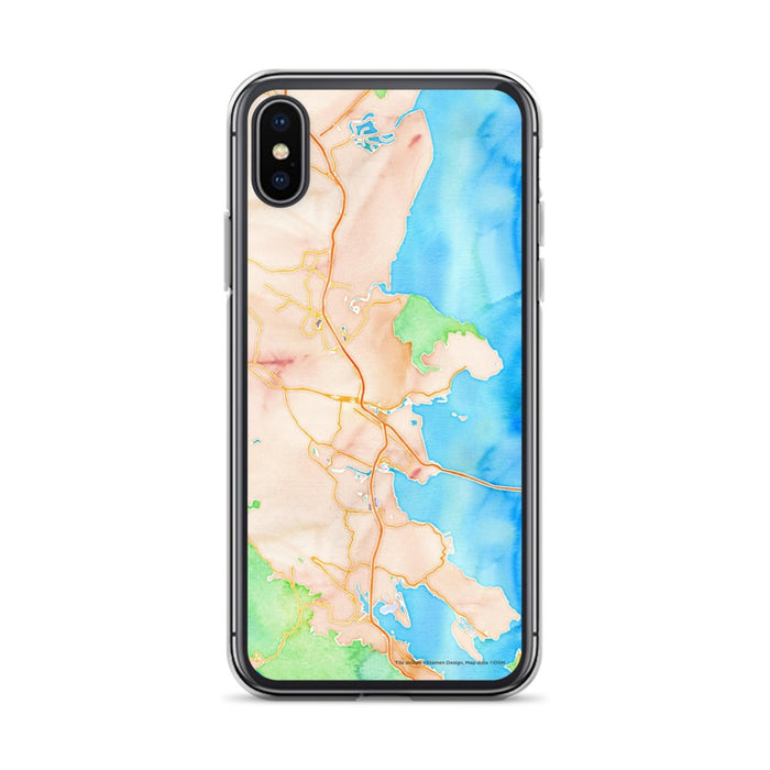 Custom iPhone X/XS San Rafael California Map Phone Case in Watercolor