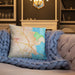Custom San Rafael California Map Throw Pillow in Watercolor on Cream Colored Couch