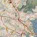 San Rafael California Map Print in Woodblock Style Zoomed In Close Up Showing Details