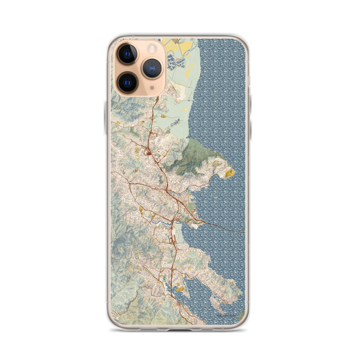 Custom iPhone 11 Pro Max San Rafael California Map Phone Case in Woodblock