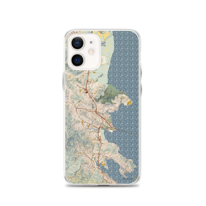 Custom iPhone 12 San Rafael California Map Phone Case in Woodblock