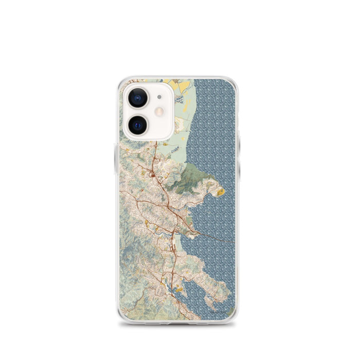 Custom iPhone 12 mini San Rafael California Map Phone Case in Woodblock