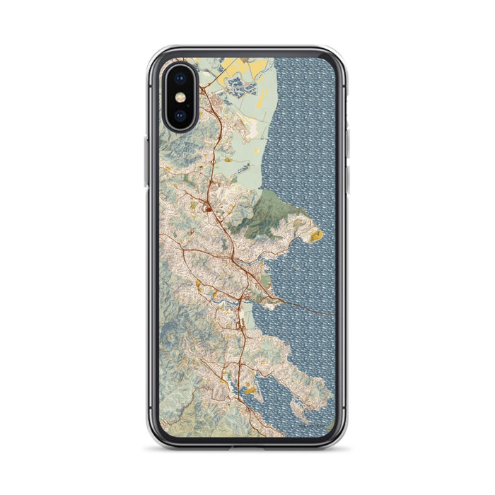 Custom iPhone X/XS San Rafael California Map Phone Case in Woodblock